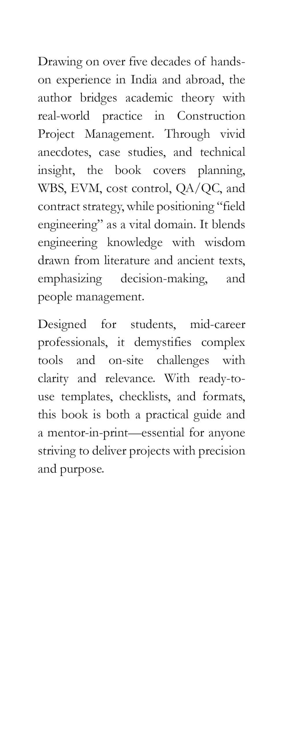 Construction Management for Practising Engineers
