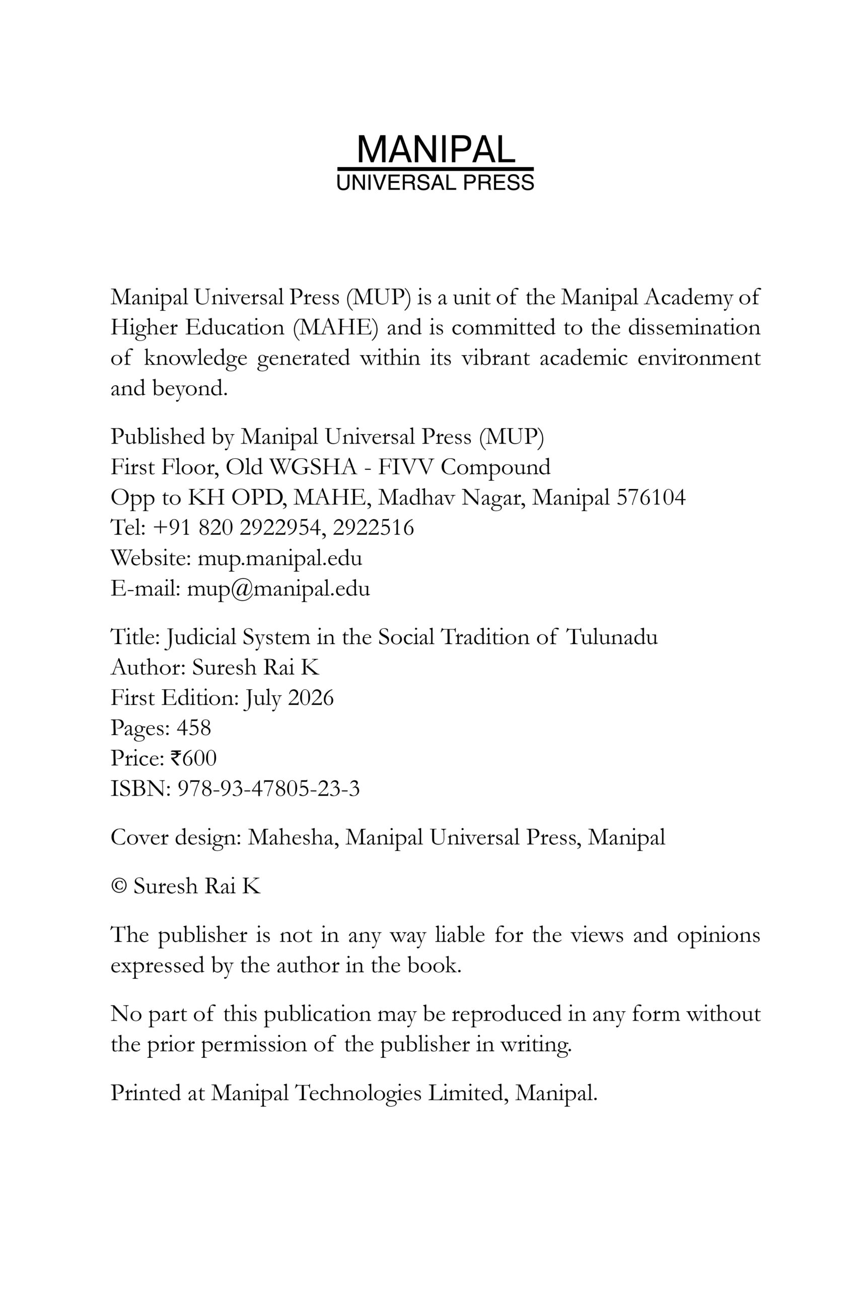 Judicial System in the Social Tradition of Tulunadu