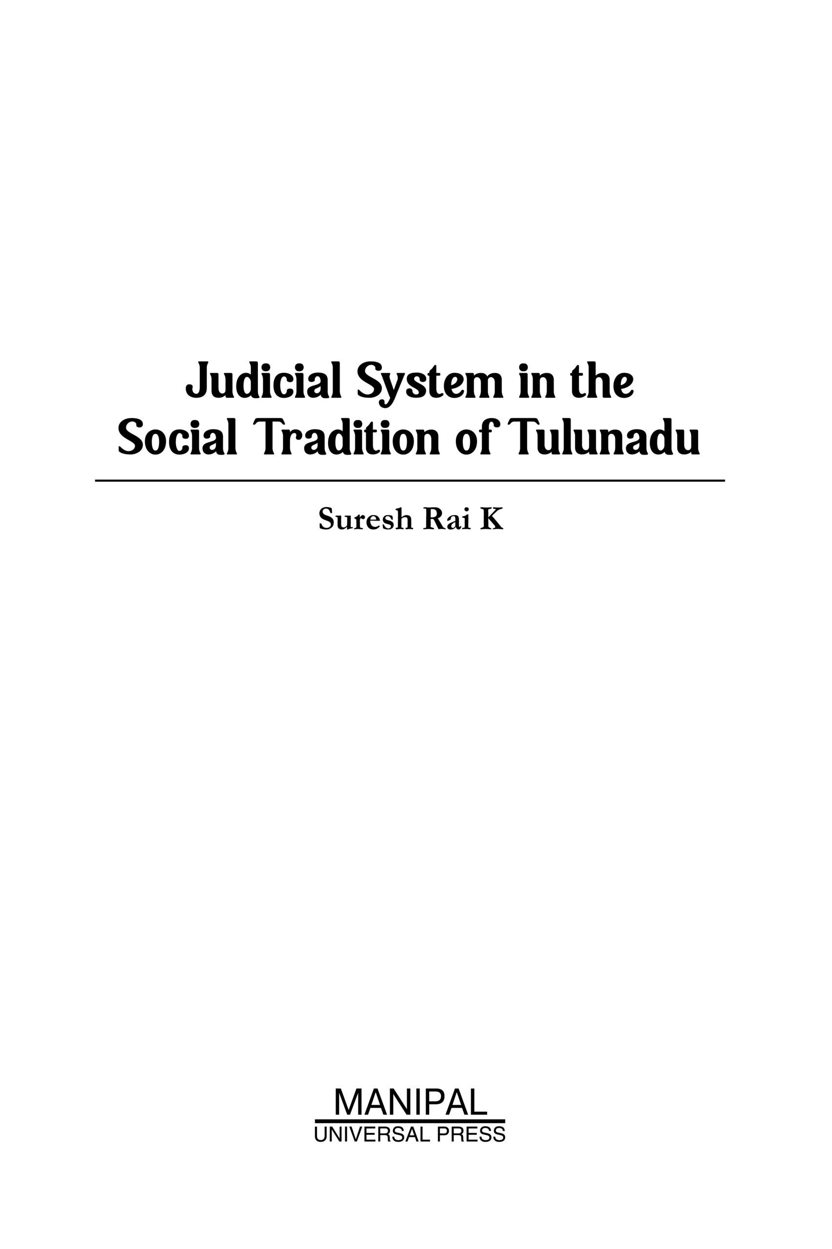 Judicial System in the Social Tradition of Tulunadu